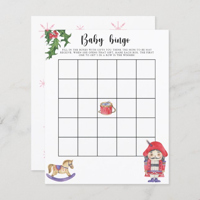 Nutcracker - Baby shower bingo game (Front/Back)