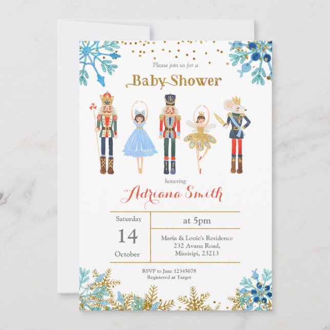 Nutcracker baby shower Invitation Winter (Front)