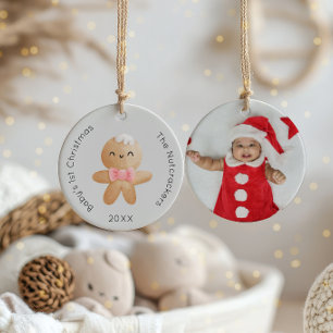 Nutcracker Baby's 1st Christmas Cookie Photo Ceramic Ornament