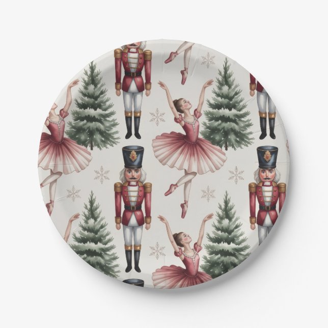 Nutcracker Ballerina ballet dancer christmas tree  Paper Plate (Front)