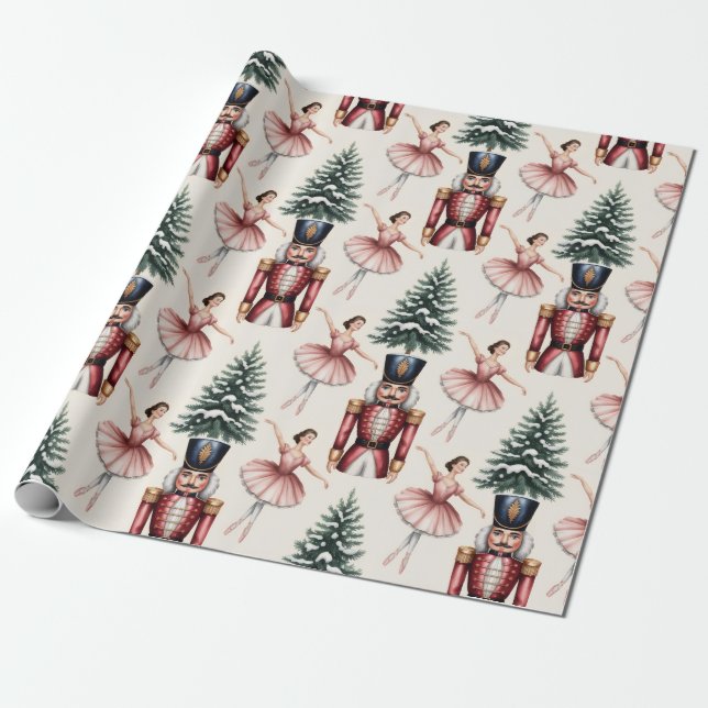 Nutcracker Ballerina ballet dancer christmas tree  Wrapping Paper (Unrolled)