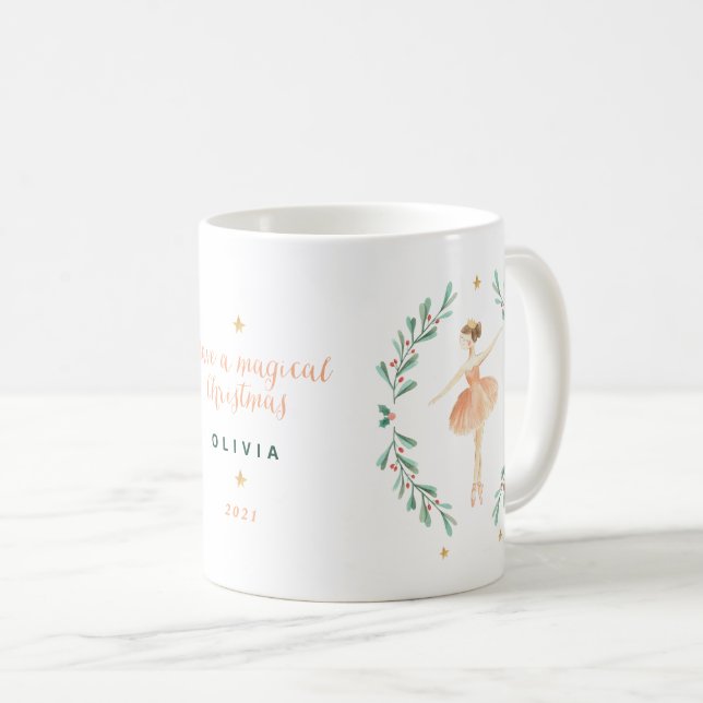 Nutcracker ballerina botanical cute Christmas Coffee Mug (Front Right)