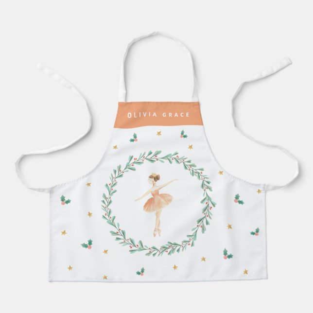 Nutcracker ballerina botanical cute Christmas girl Apron (Front)