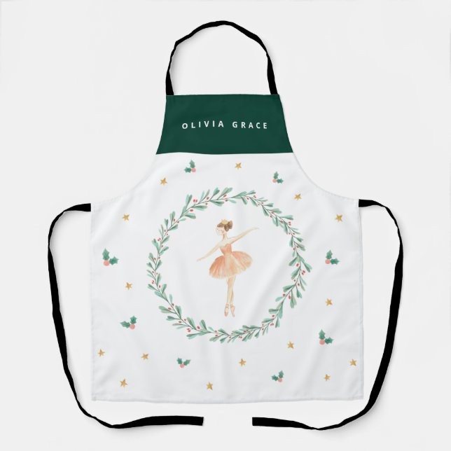 Nutcracker ballerina botanical cute Christmas girl Apron (Front)