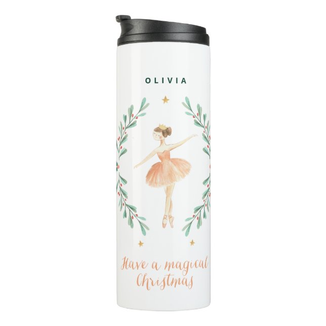 Nutcracker ballerina botanical cute Christmas Thermal Tumbler (Rotated Right)