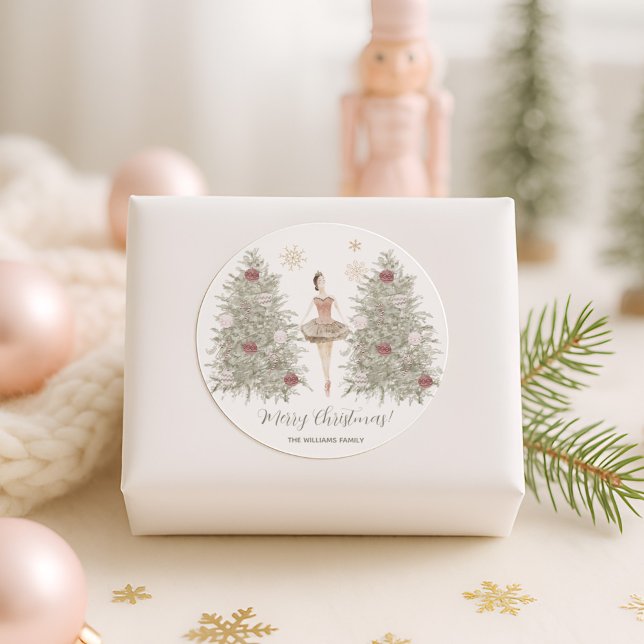 Nutcracker Ballerina Christmas  Classic Round Sticker (Creator Uploaded)
