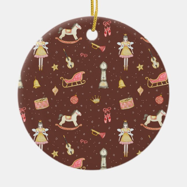 Nutcracker Ballerina Christmas gifts Ceramic Ornament (Front)