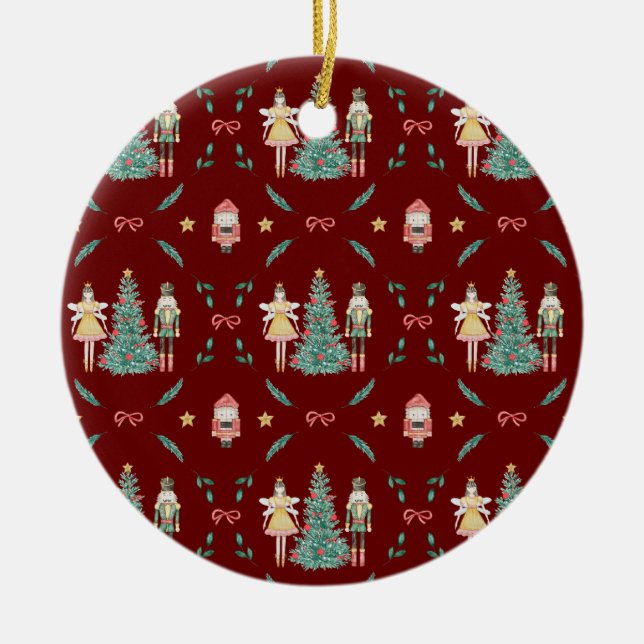 Nutcracker Ballerina Christmas gifts Ceramic Ornament (Front)