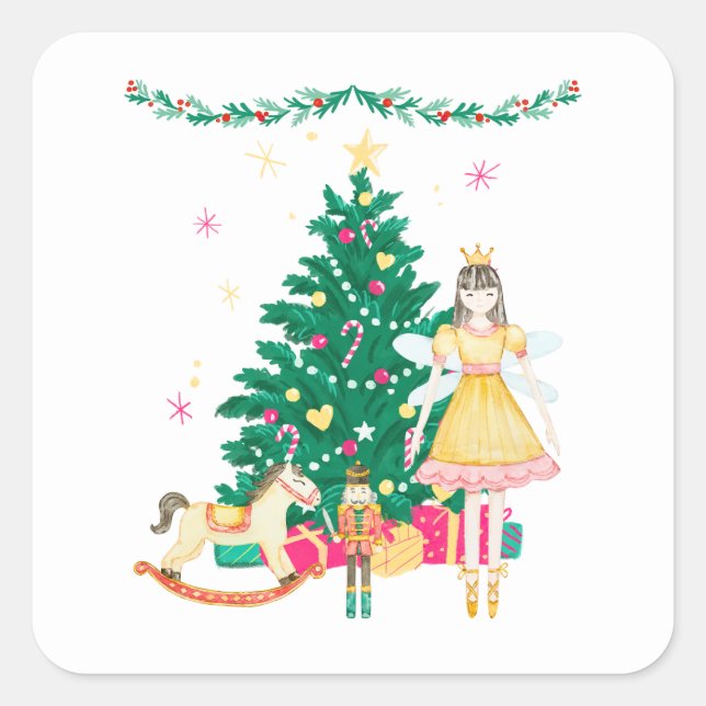 Nutcracker Ballerina Christmas  Square Sticker (Front)
