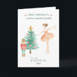 Nutcracker Ballerina Granddaughter Christmas  Holiday Card<br><div class="desc">This design features a watercolor illustration of Nutcracker Ballet Images - Nutcracker,  Christmas Tree and Sugar Plum Fairy/Ballerina.</div>