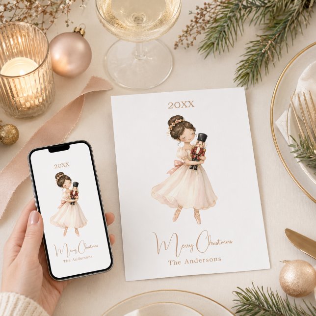 Nutcracker Ballerina simple Christmas Holiday Card (Creator Uploaded)