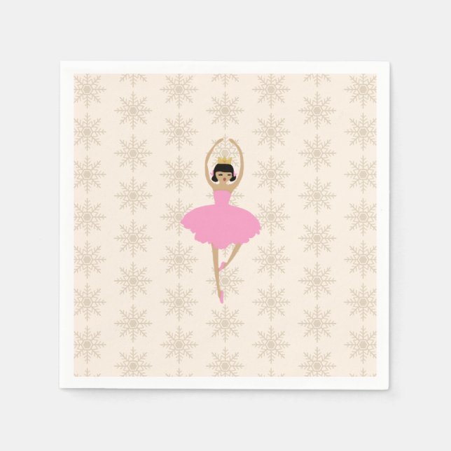 Nutcracker Ballerina Snowflake Pattern Napkin (Front)