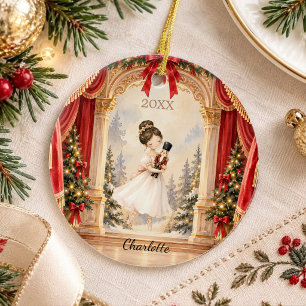 Nutcracker Ballerina Theatre Christmas Ceramic Ornament