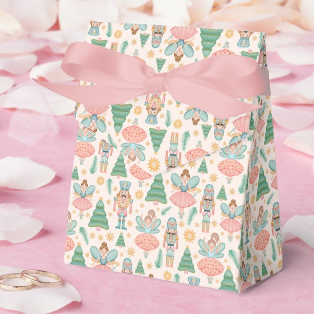 Nutcracker Ballet and Fairies on Cream Background Favor Box (Wedding)