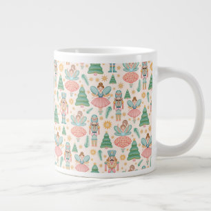 Nutcracker Ballet and Fairies on Cream Background Large Coffee Mug