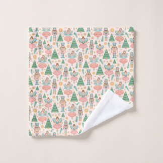 Nutcracker Ballet and Fairies on Cream Background Wash Cloth