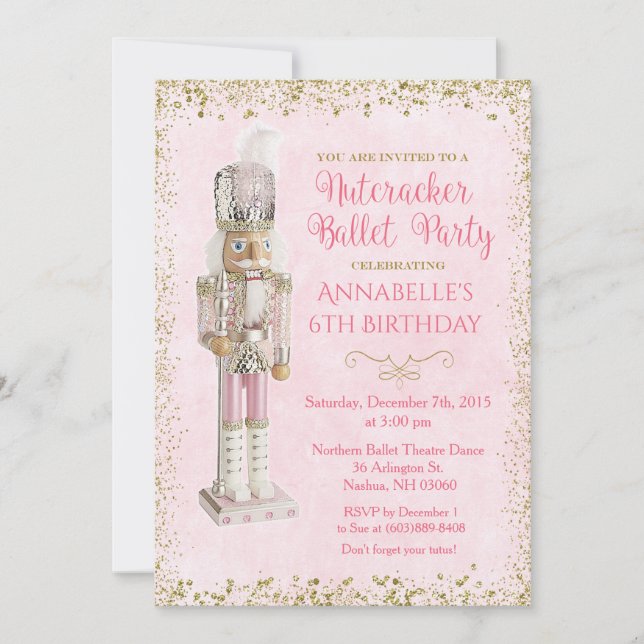 Nutcracker Ballet Anniversaire Invitation (Devant)