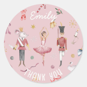 Nutcracker Ballet Ballerina Birthday Thank You Classic Round Sticker