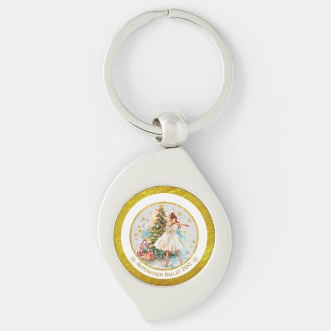 Nutcracker Ballet Ballerina - Christmas Keepsake  Keychain (Front)