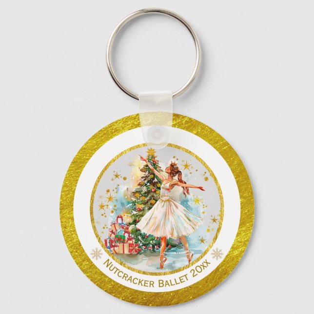 Nutcracker Ballet Ballerina - Christmas Keepsake  Keychain (Front)
