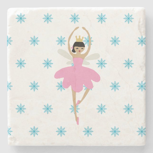 Nutcracker Ballet Ballerina Fairy Illustration  Stone Coaster (Front)