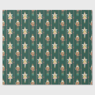 Nutcracker Ballet Ballerina Vintage Christmas Wrapping Paper