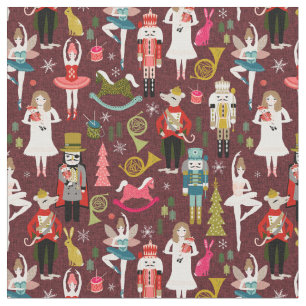 Nutcracker Ballet burgundy Fabric