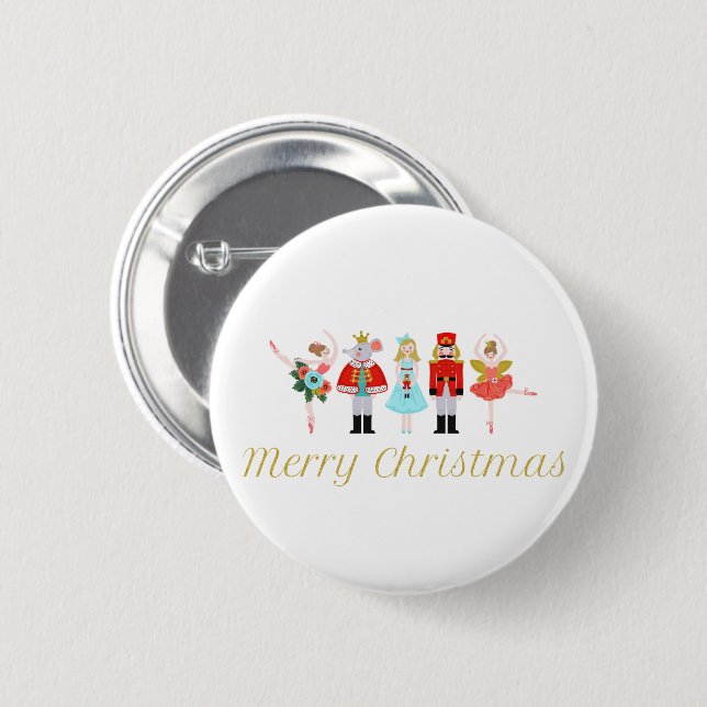 Nutcracker Ballet Christmas 2 Inch Round Button (Front & Back)
