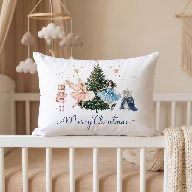 Nutcracker Ballet Christmas Festive Holiday  Accent Pillow (Nutcracker Ballet Lumbar Pillow Nursery)