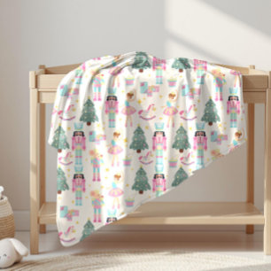Nutcracker Ballet Christmas Holiday Baby Girl Fleece Blanket
