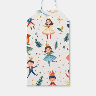 Nutcracker Ballet Christmas Seamless Pattern Gift Tags