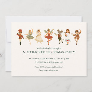 Nutcracker Ballet Cream Christmas Party Card