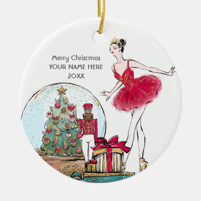 Nutcracker Ballet Dancer Ceramic Ornament (Front)