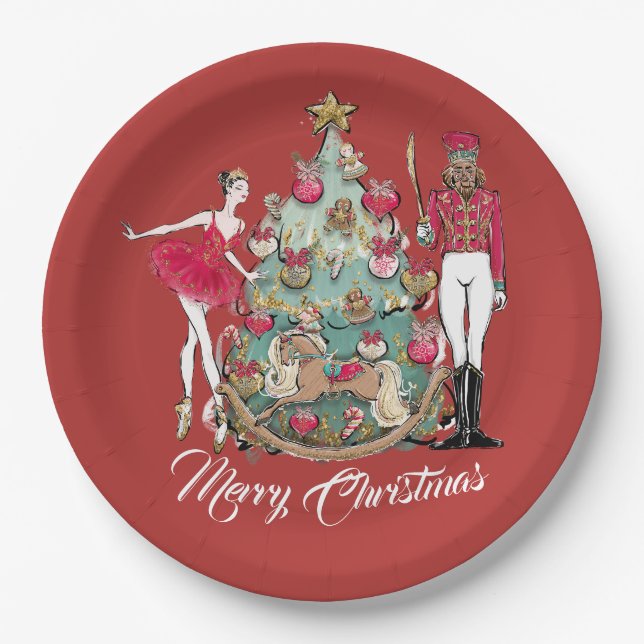 Nutcracker Ballet Dancer Christmas Paper Plate (Front)