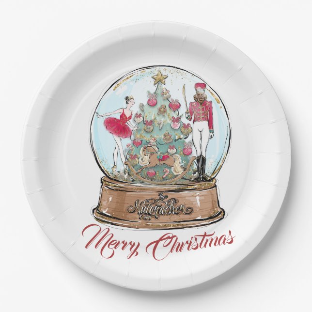 Nutcracker Ballet Dancer Christmas Paper Plate (Front)