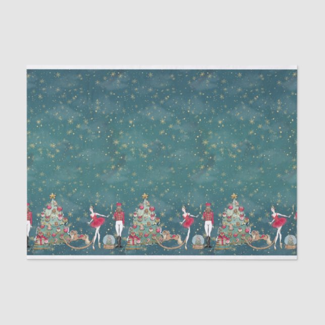 Nutcracker Ballet Dancer Green Christmas Tissue Paper (Front)