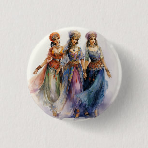 Nutcracker Ballet, Elegant Arab Dancers 1 Inch Round Button