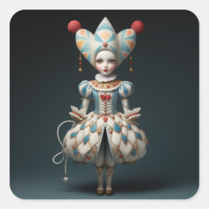 Nutcracker Ballet Fashion-Harlequin Doll Square Sticker