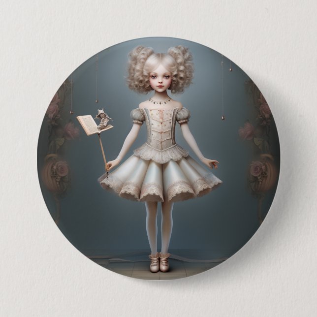 Nutcracker Ballet Fashion-Page Dancers 3 Inch Round Button (Front)