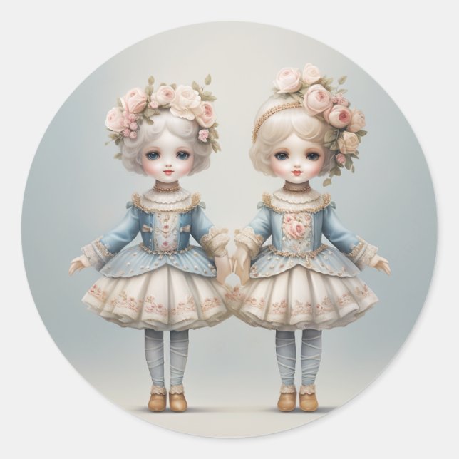 Nutcracker Ballet Fashion-Rosebuds Classic Round Sticker (Front)