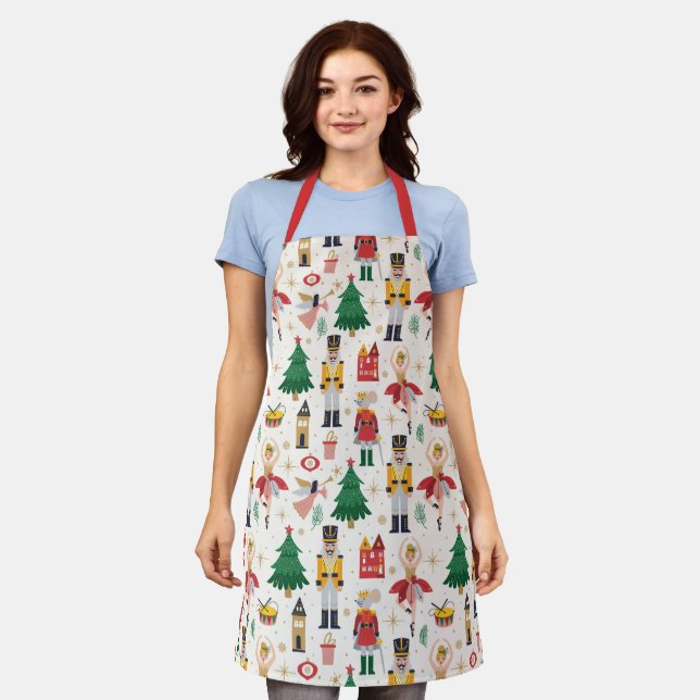 Nutcracker Ballet Holiday Pattern Apron (Worn)