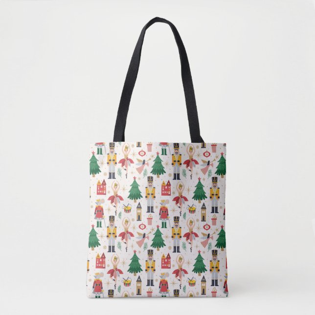 Nutcracker Ballet Holiday Pattern Tote Bag (Front)