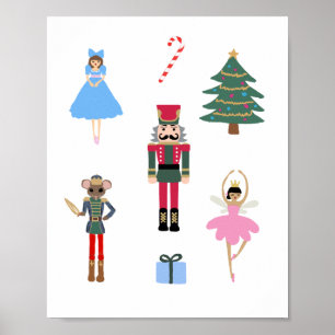 Nutcracker Ballet Illustration Snowflake Painting Poster