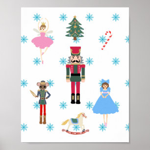 Nutcracker Ballet Illustration Snowflake Painting Poster