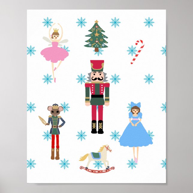 Nutcracker Ballet Illustration Snowflake Painting  Poster (Front)