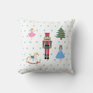 Nutcracker Ballet Illustration Snowflake Throw Pillow
