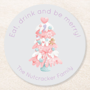 Nutcracker Ballet Land of Sweets Christmas Tree Round Paper Coaster