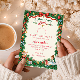 Nutcracker Ballet Merry Little Baby Shower Invitation