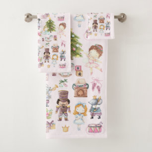 Nutcracker Ballet Pattern Bath Towel Set