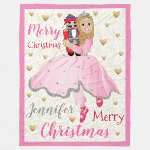 Nutcracker Ballet Personalize Fleece Blanket/Large